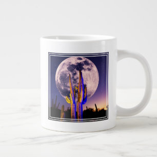 Full Moon Over Saguaro Cactus Large Coffee Mug