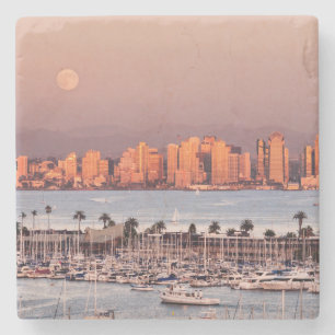 Full Moon over San Diego Stone Coaster