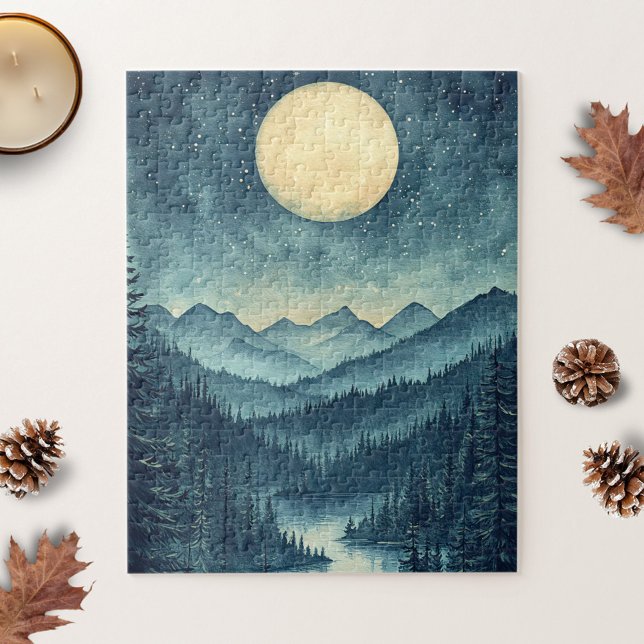 Full Moon Over Scenic Mountain Landscape Jigsaw Puzzle (Creator Uploaded)