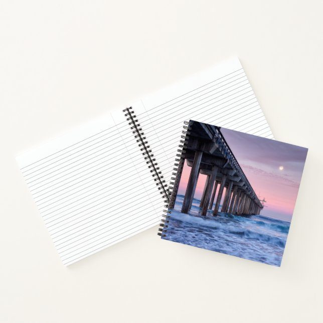 Full Moon Over Scripps Pier Notebook (Inside)