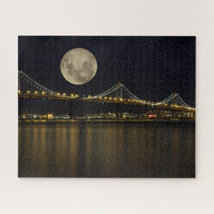 Full Moon Over the Bay Bridge Jigsaw Puzzle
