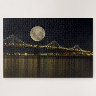 Full Moon Over the Bay Bridge Jigsaw Puzzle