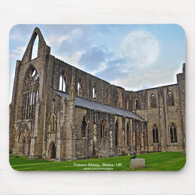 Full Moon over Tintern Abbey Cistercian Monastery Mouse Mat (Front)