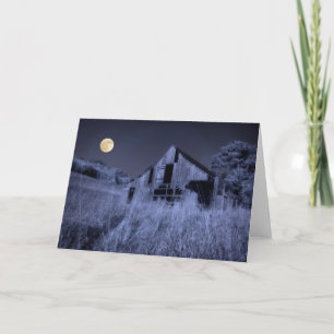 Full Moon Overhead Old Weathered Barn Card