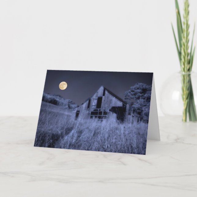 Full Moon Overhead | Old Weathered Barn Card (Front)