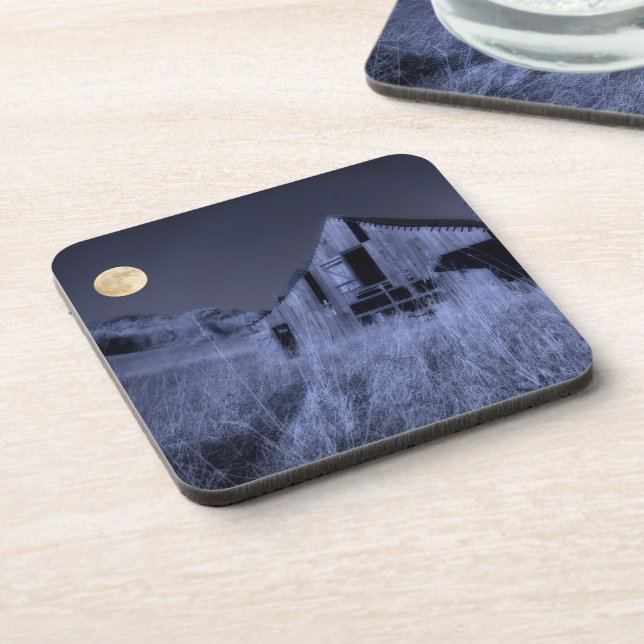 Full Moon Overhead | Old Weathered Barn Coaster (Left Side)