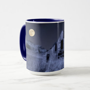 Full Moon Overhead   Old Weathered Barn Mug