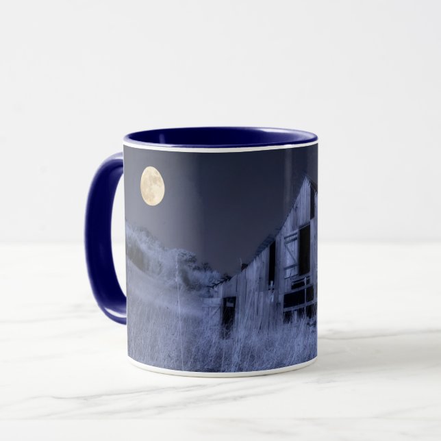 Full Moon Overhead | Old Weathered Barn Mug (Front Left)