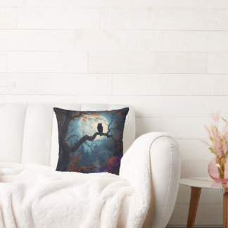 Full Moon Owl in Autumn Tree Night Cushion