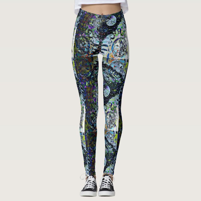 Full Moon Owl Night Patterned Leggings (Front)