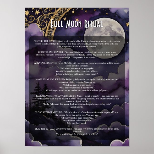 Full Moon Pagan Ritual & Prayer Book of Shadows Poster (Front)