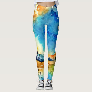 Full Moon Painting Leggings
