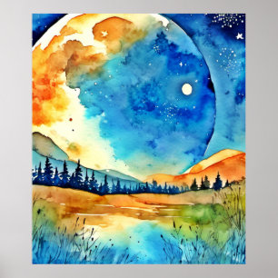 Full Moon Painting Poster