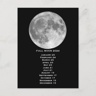 Full Moon Phases 2024 US Eastern Date Postcard