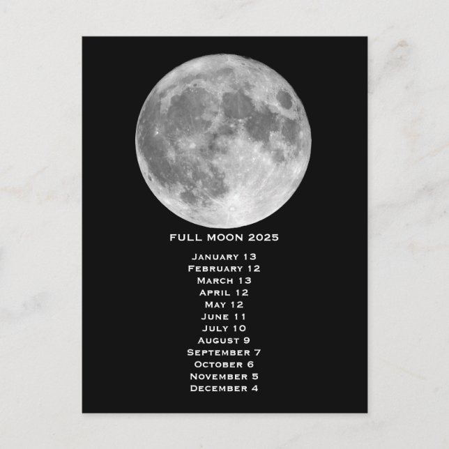 Full Moon Phases 2025 Postcard (Front)