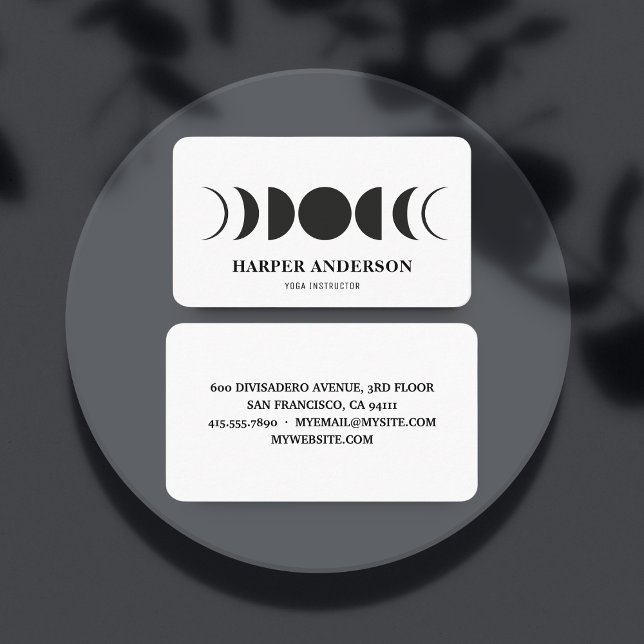 Full Moon Phases Modern Yoga Instructor Business Card (Creator Uploaded)