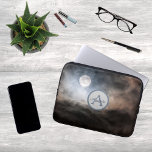 Full moon photo with monogram and name laptop sleeve<br><div class="desc">A modern monogram and nametag on a Photo of a full moon with cloudy sky on a laptop sleeve.</div>