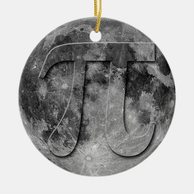 Full Moon Pi Day Fun Ceramic Tree Decoration (Front)