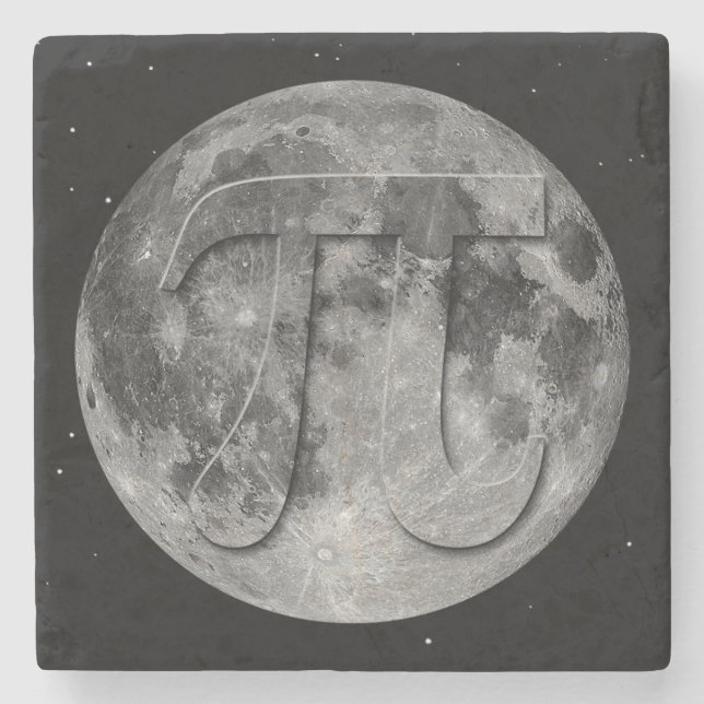 Full Moon Pi Day Fun Stone Coaster (Front)