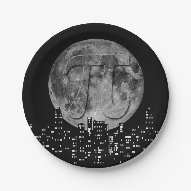 Full Moon Pi In The Sky Paper Plate (Front)