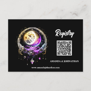 Full moon QR code luna celestial magenta black  Enclosure Card