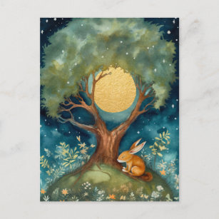 Full Moon Rabbit Postcard