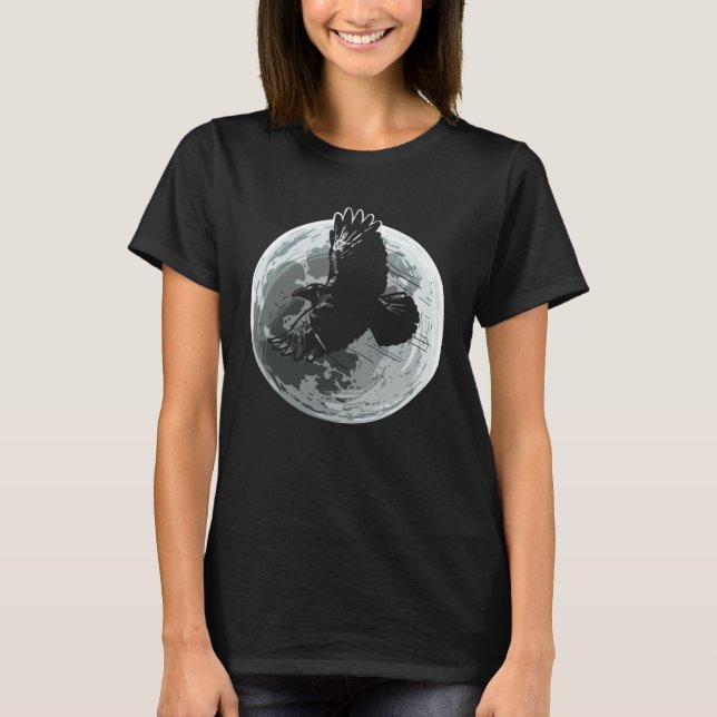 Full Moon Raven Crow Dark Bird Gothic T-Shirt (Front)