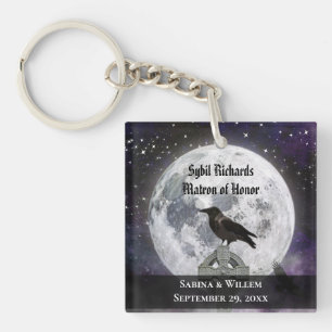 Full Moon & Raven Wedding Favour  Key Ring