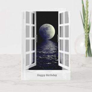 full moon reflection on ocean card