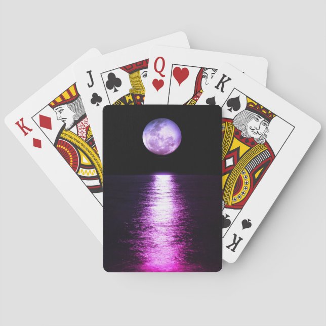 Full moon reflection purple playing cards (Back)