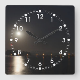 Full Moon Rise Square Wall Clock