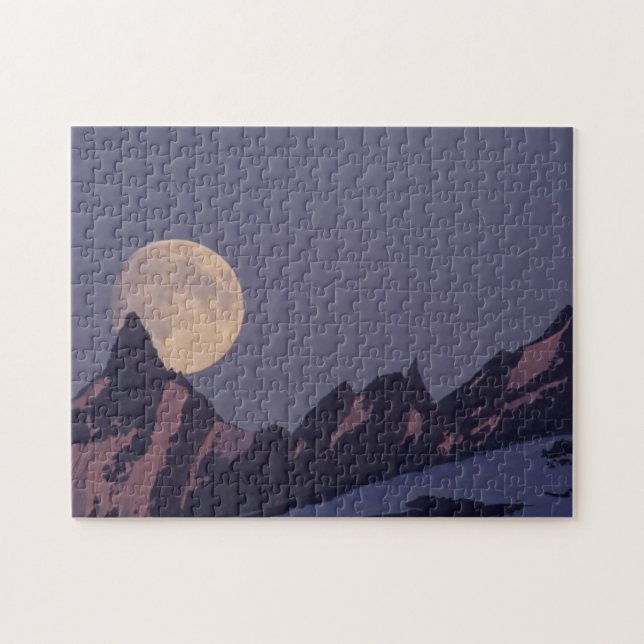 Full Moon Rises | Chugach Mountains Alaska Jigsaw Puzzle (Horizontal)