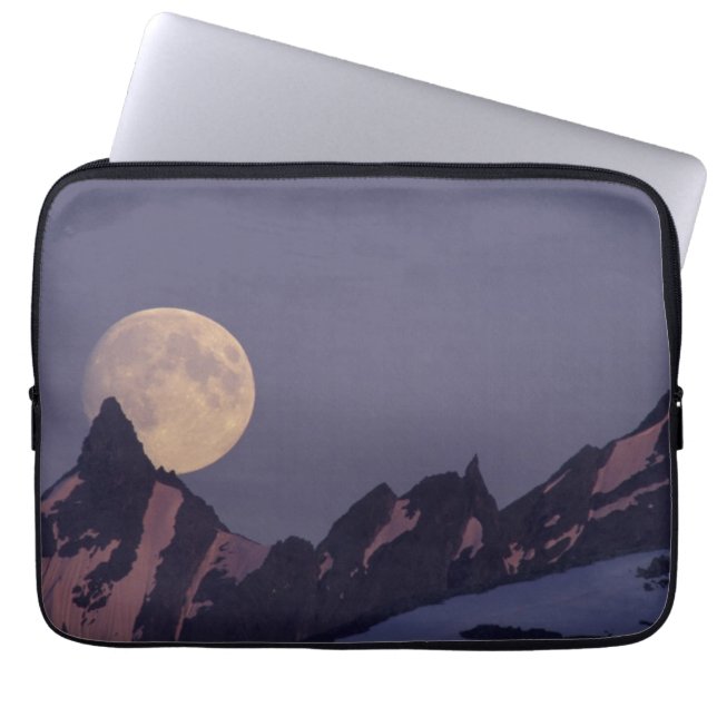 Full Moon Rises | Chugach Mountains Alaska Laptop Sleeve (Front)