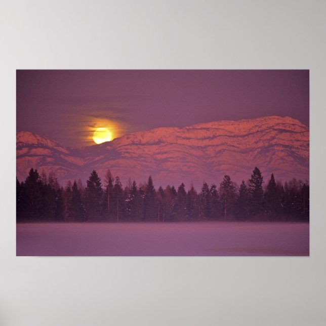 Full moon rises over Teakettle Mountain during Poster (Front)