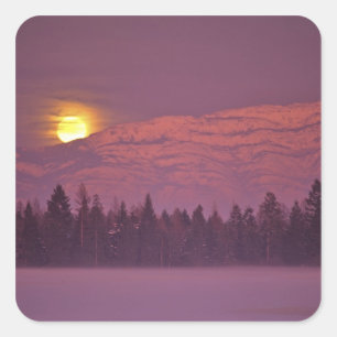 Full moon rises over Teakettle Mountain during Square Sticker