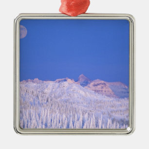 Full moon rising above Glacier National Park Metal Tree Decoration