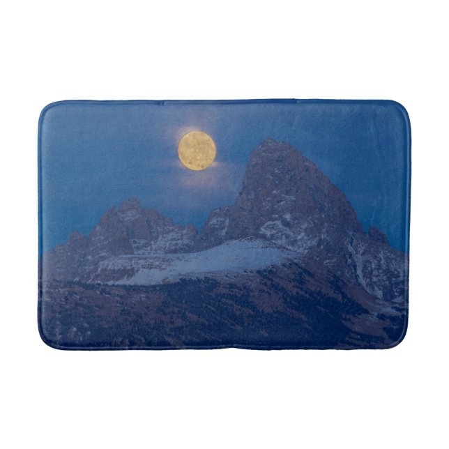 Full Moon Rising | Grand Teton Driggs, Idaho Bath Mat (Front)