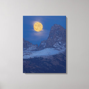 Full Moon Rising   Grand Teton Driggs, Idaho Canvas Print