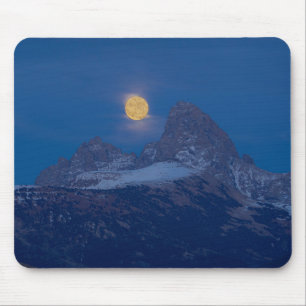 Full Moon Rising   Grand Teton Driggs, Idaho Mouse Mat