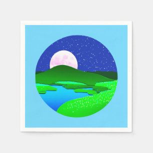 Full Moon Rising Over Green Hills  Napkin