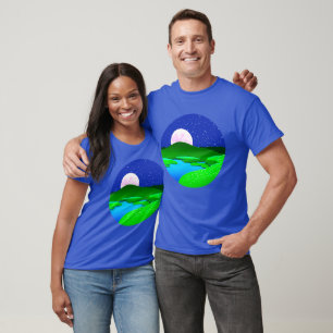 Full Moon Rising Over Green Hills   T-Shirt