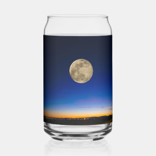 Full Moon Rising Over Sunset Can Glass