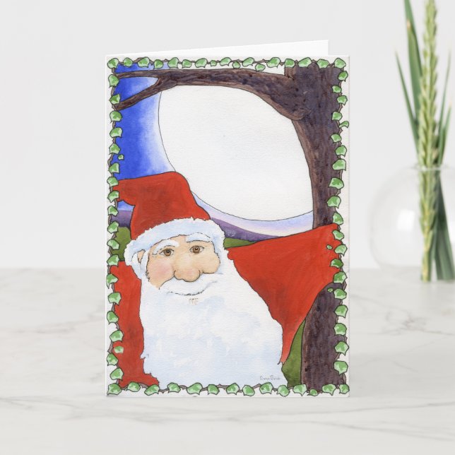 Full Moon Santa Holiday Card (Front)