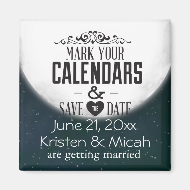 Full Moon Save the Date Magnet (Front)