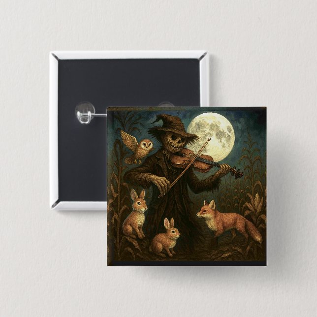 Full Moon Scarecrow Serenade 15 Cm Square Badge (Front & Back)