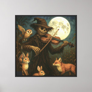 Full Moon Scarecrow Serenade Canvas Print