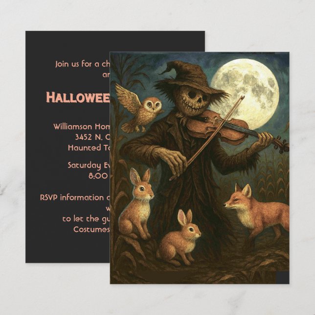 Full Moon Scarecrow Serenade Party Invitation (Front/Back)