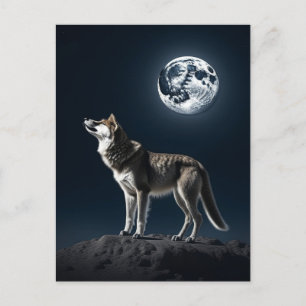Full Moon Shining on the Wolf Postcard