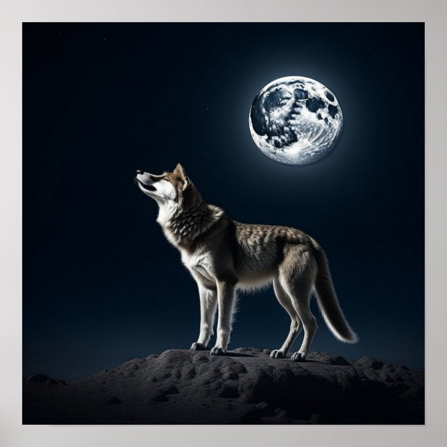 Full Moon Shining on the Wolf  Poster (Front)