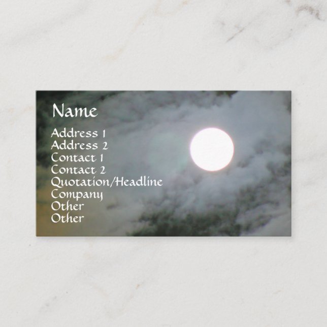 Full Moon Sky Nature Photography Business Card (Front)